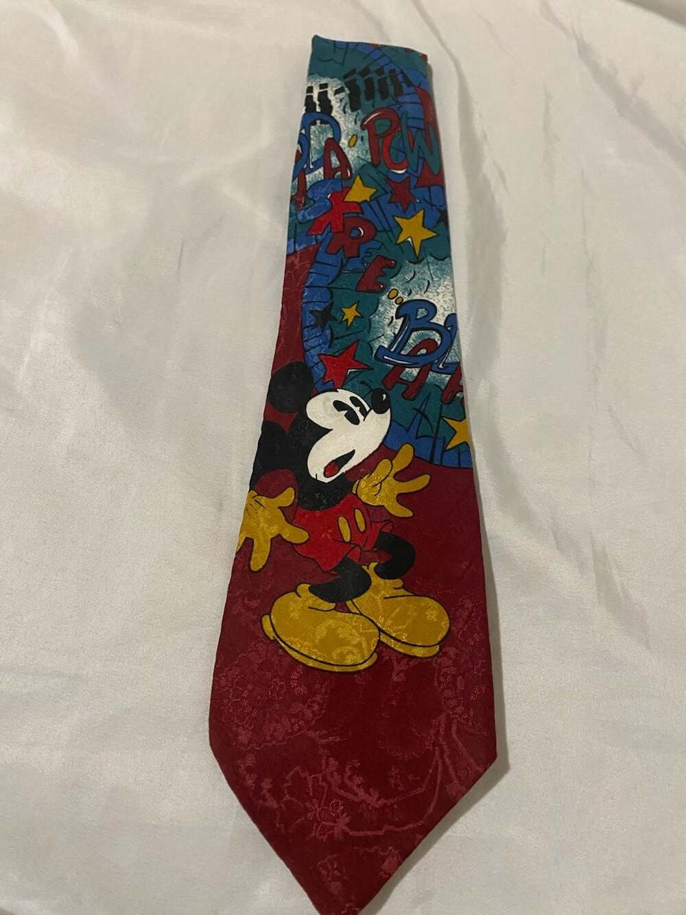 Vintage Mickey Unlimited Mickey Mouse Comic Onomatopoeia Neck Tie